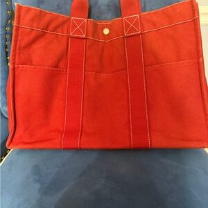Hermès Deauville Red Canvas Tote